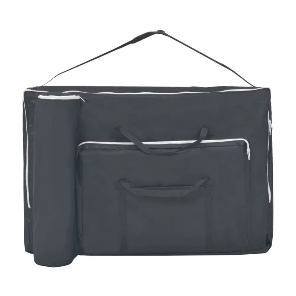 vidaXL Camilla de masaje y taburete plegable 2 zonas 10 cm Negro