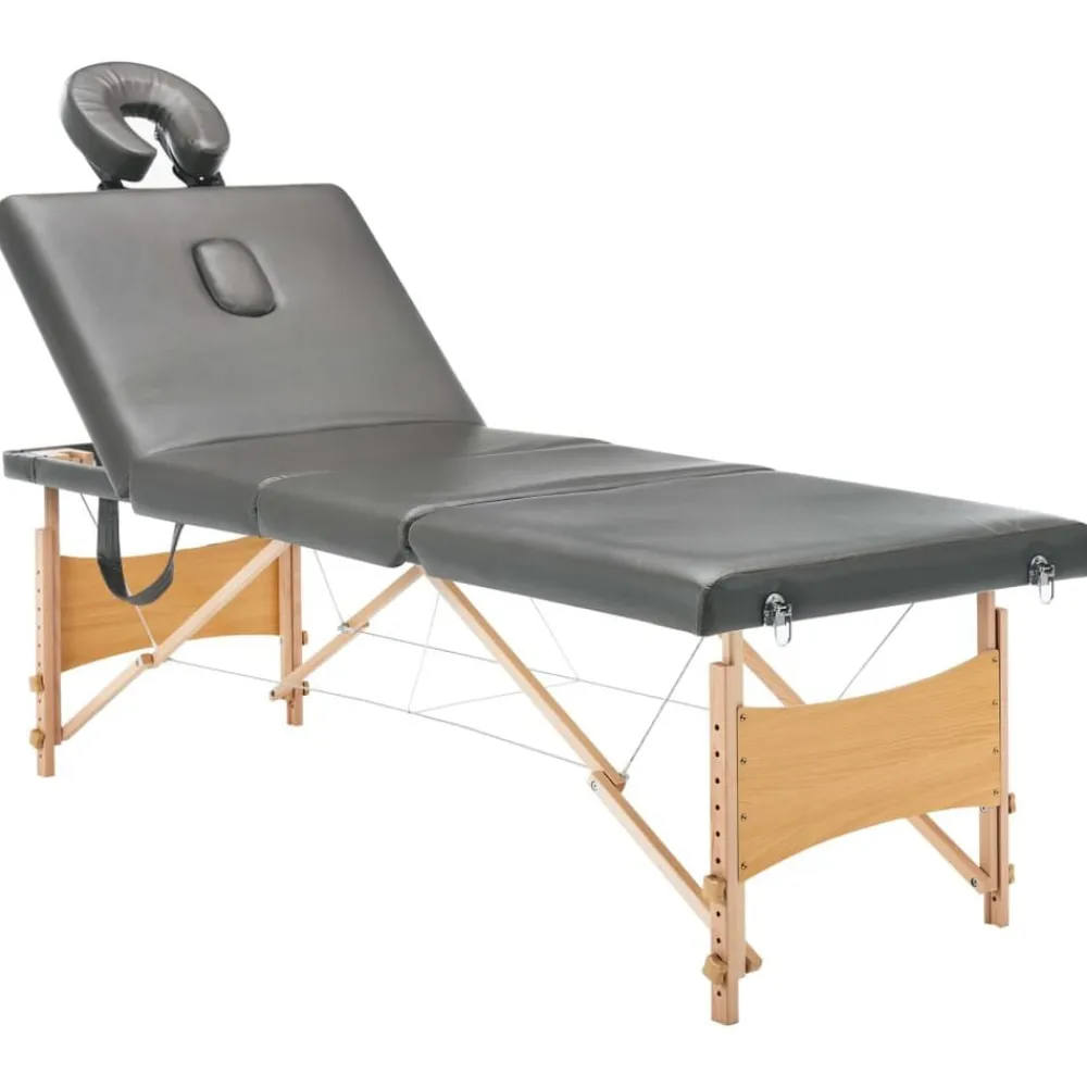 vidaXL Salud Y Belleza-Camilla de masaje 4 zonas estructura madera 186x68 cm