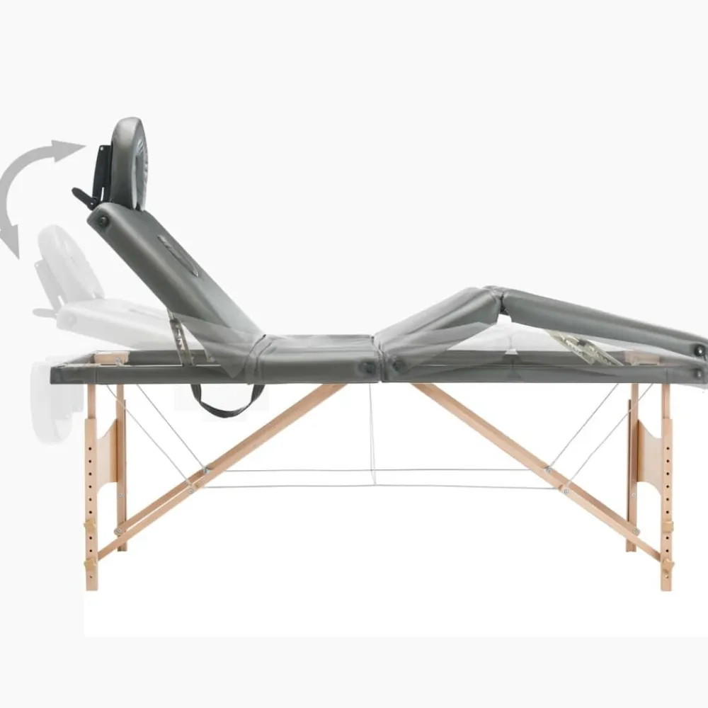 vidaXL Salud Y Belleza-Camilla de masaje 4 zonas estructura madera 186x68 cm