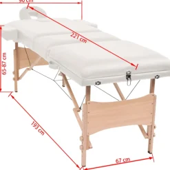 vidaXL Camilla de masaje y taburete plegable 3 zonas 10 cm Blanco Discount