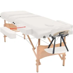 vidaXL Camilla de masaje y taburete plegable 3 zonas 10 cm Blanco Discount