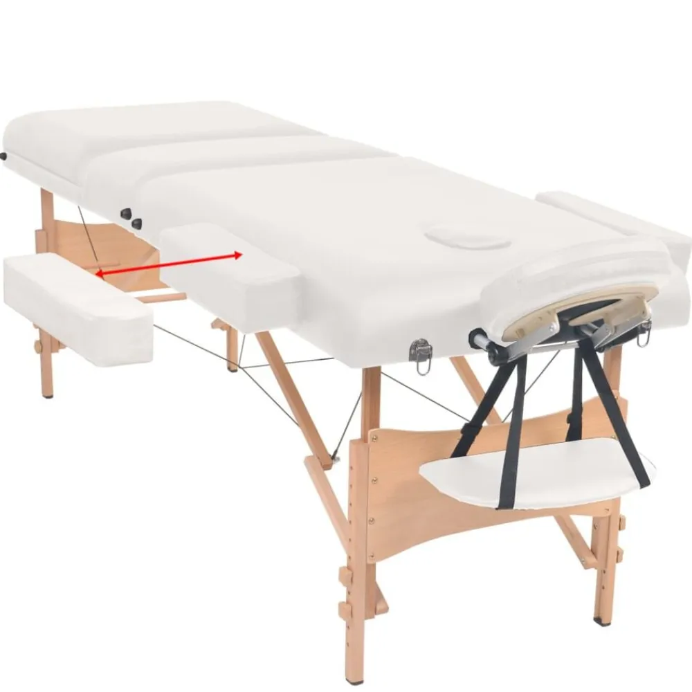 vidaXL Camilla de masaje y taburete plegable 3 zonas 10 cm Blanco Discount