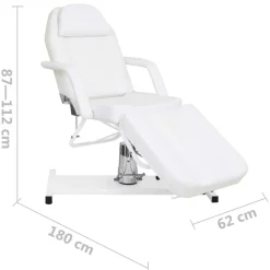 vidaXL Salud Y Belleza-Camilla de masaje blanca 180x62x(87-112) cm