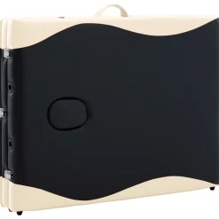 vidaXL Camilla de masaje plegable 3 zonas madera Negro y beige Hot