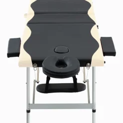 vidaXL Camilla de masaje plegable 3 zonas aluminio Negro y beige Online