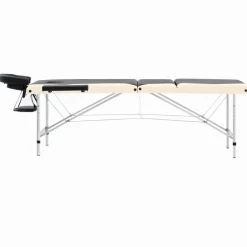 vidaXL Camilla de masaje plegable 3 zonas aluminio Negro y beige Online
