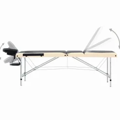 vidaXL Camilla de masaje plegable 3 zonas aluminio Negro y beige Online