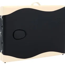 vidaXL Camilla de masaje plegable 3 zonas aluminio Negro y beige Online