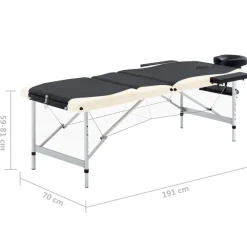vidaXL Camilla de masaje plegable 3 zonas aluminio Negro y beige Online