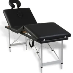 vidaXL Camilla de masaje plegable 4 zonas estructura de aluminio negra Negro Discount