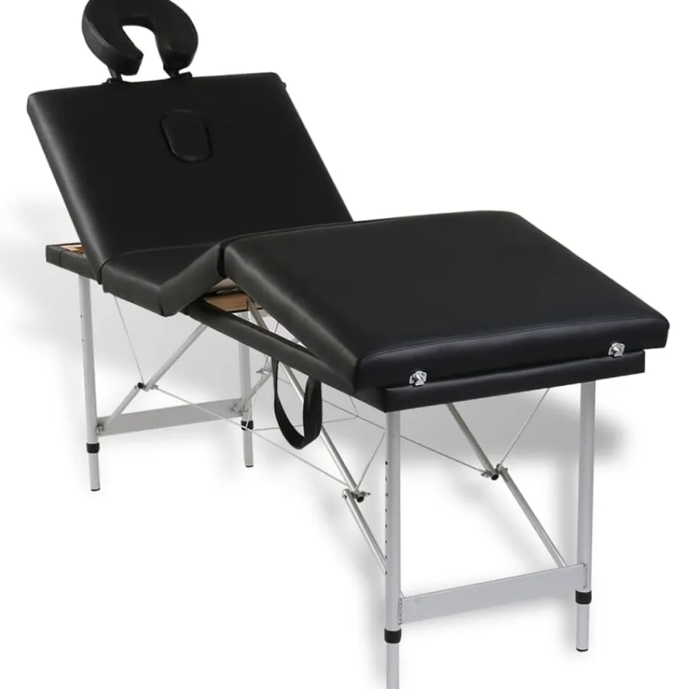 vidaXL Camilla de masaje plegable 4 zonas estructura de aluminio negra Negro Discount