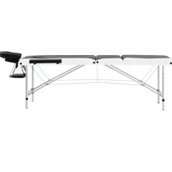 vidaXL Camilla de masaje plegable 3 zonas aluminio Negro y blanco Clearance