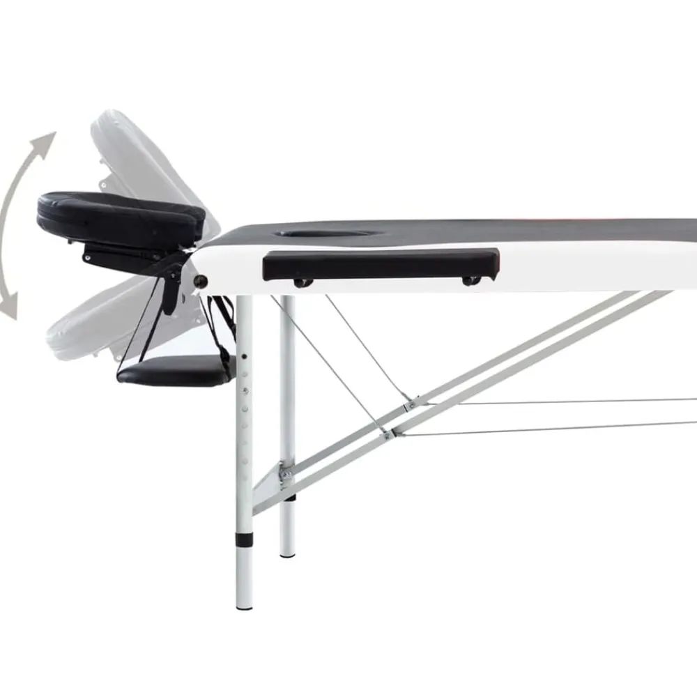 vidaXL Camilla de masaje plegable 3 zonas aluminio Negro y blanco Clearance