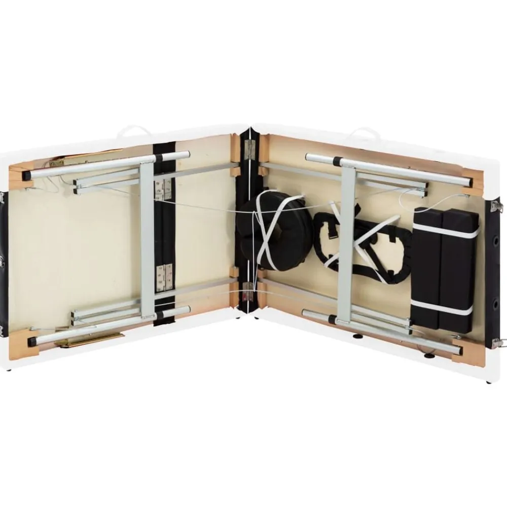 vidaXL Camilla de masaje plegable 3 zonas aluminio Negro y blanco Clearance