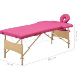 vidaXL Camilla de masaje plegable 2 zonas madera Rosa