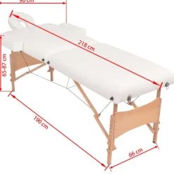 vidaXL Camilla de masaje y taburete plegable 2 zonas 10 cm Blanco Outlet