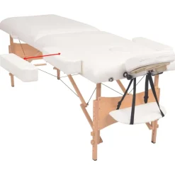 vidaXL Camilla de masaje y taburete plegable 2 zonas 10 cm Blanco Outlet