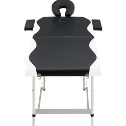 vidaXL Camilla de masaje plegable 2 zonas aluminio Negro y blanco Clearance