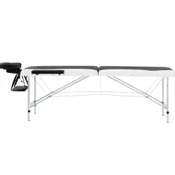 vidaXL Camilla de masaje plegable 2 zonas aluminio Negro y blanco Clearance