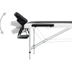 vidaXL Camilla de masaje plegable 2 zonas aluminio Negro y blanco Clearance