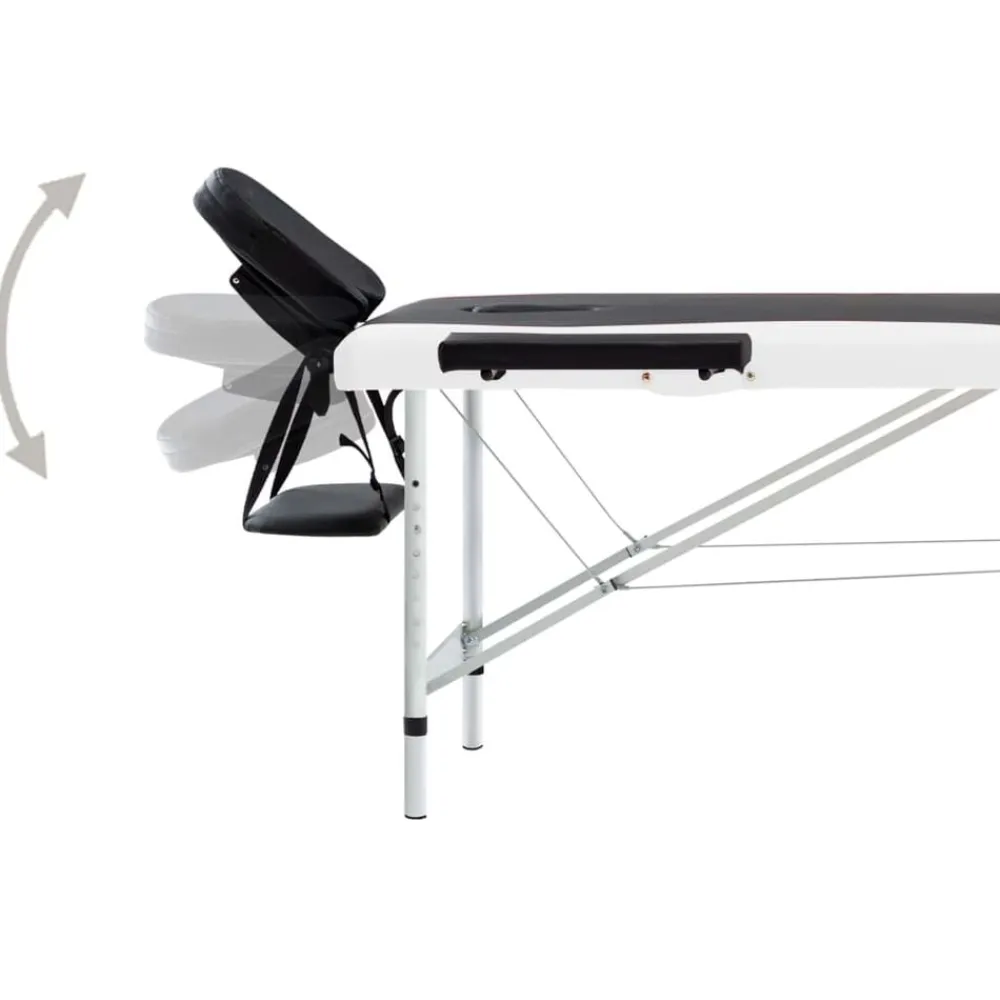 vidaXL Camilla de masaje plegable 2 zonas aluminio Negro y blanco Clearance
