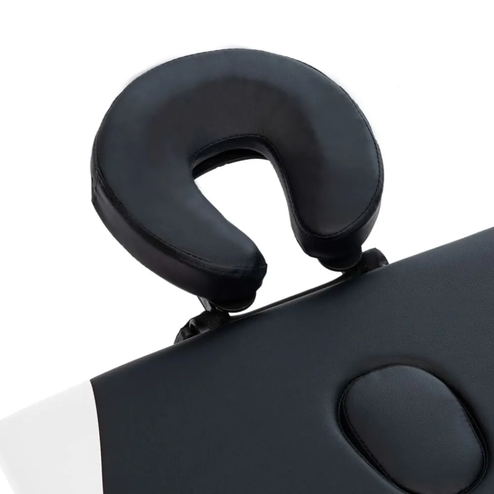 vidaXL Camilla de masaje plegable 2 zonas aluminio Negro y blanco Clearance
