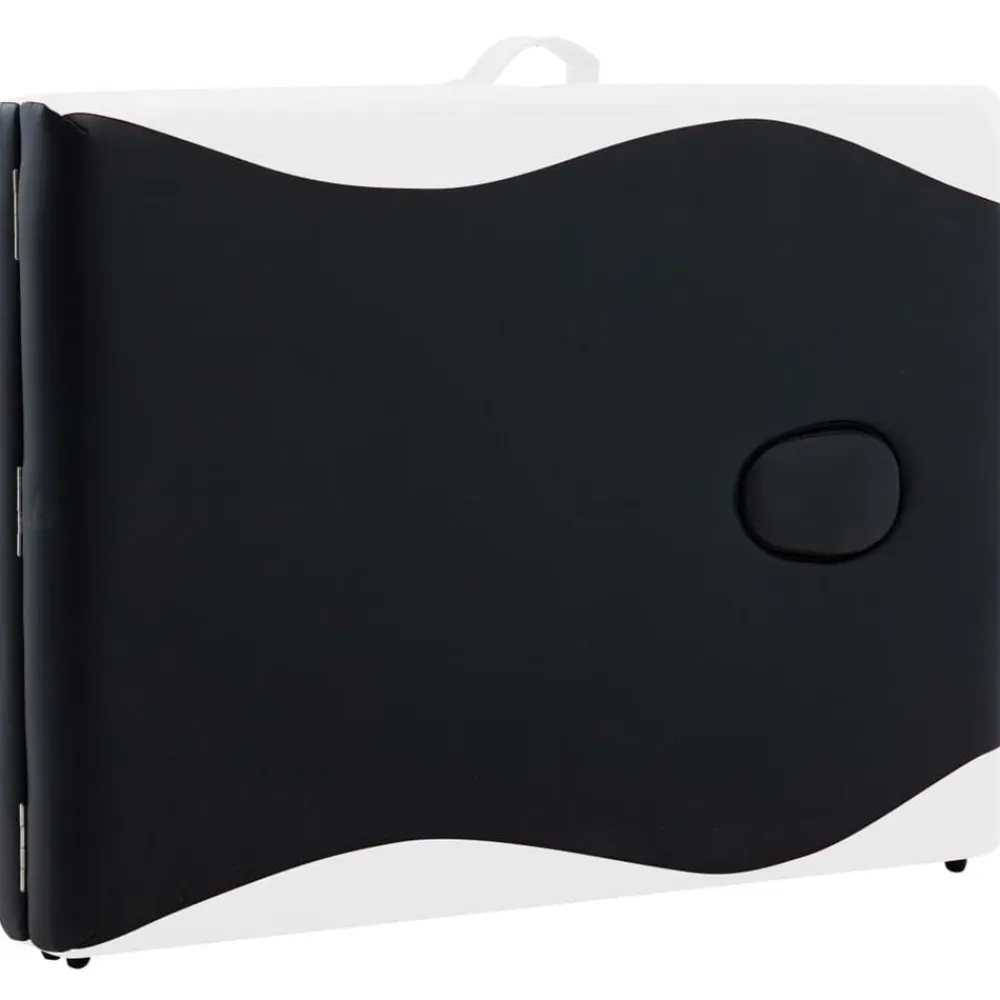 vidaXL Camilla de masaje plegable 2 zonas aluminio Negro y blanco Clearance