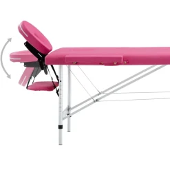 vidaXL Camilla de masaje plegable 2 zonas aluminio Rosa
