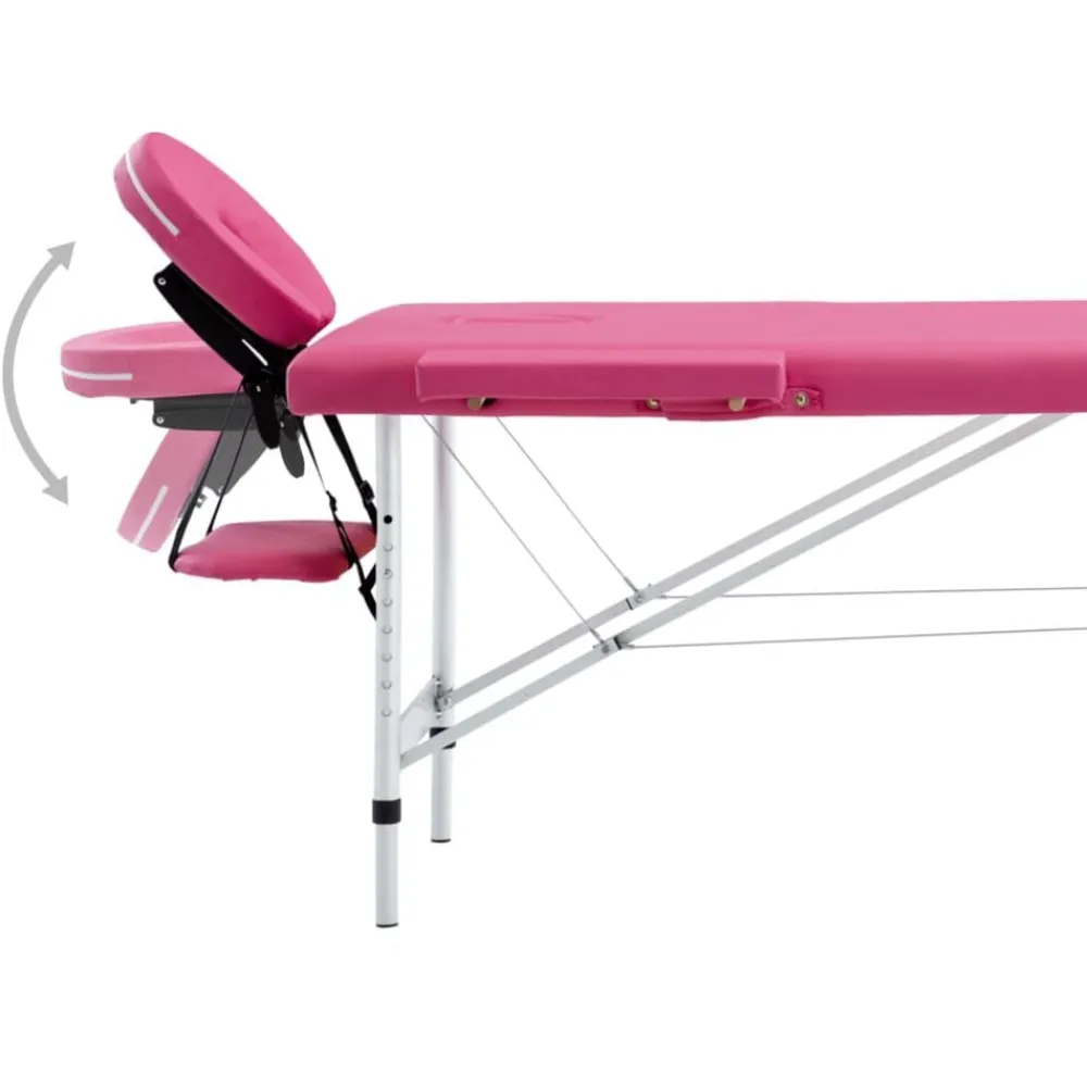 vidaXL Camilla de masaje plegable 2 zonas aluminio Rosa