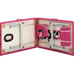 vidaXL Camilla de masaje plegable 2 zonas aluminio Rosa