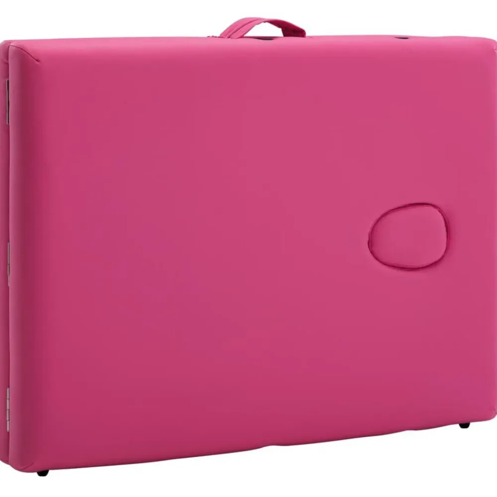 vidaXL Camilla de masaje plegable 2 zonas aluminio Rosa