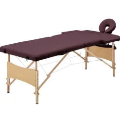 vidaXL Camilla de masaje plegable 2 zonas madera Morado vino Discount