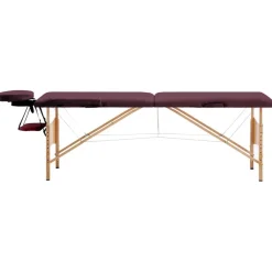 vidaXL Camilla de masaje plegable 2 zonas madera Morado vino Discount