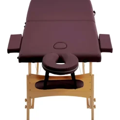vidaXL Camilla de masaje plegable 2 zonas madera Morado vino Discount