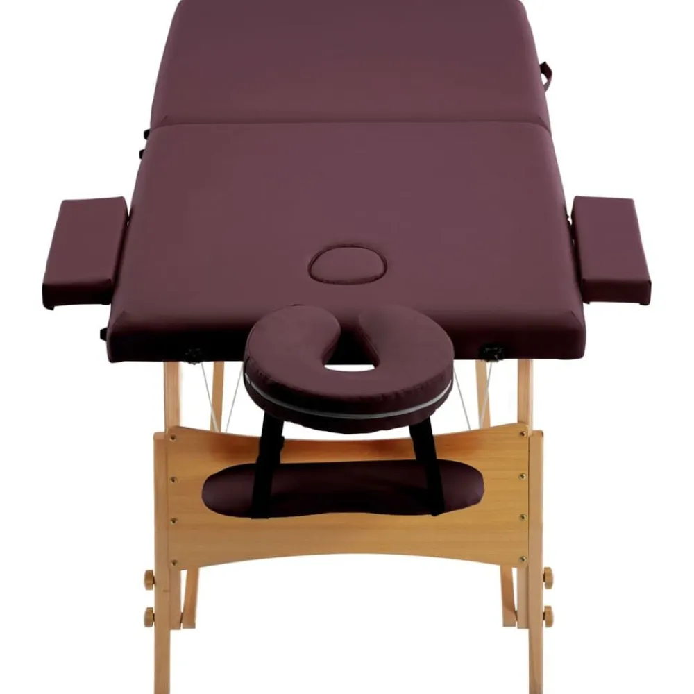 vidaXL Camilla de masaje plegable 2 zonas madera Morado vino Discount