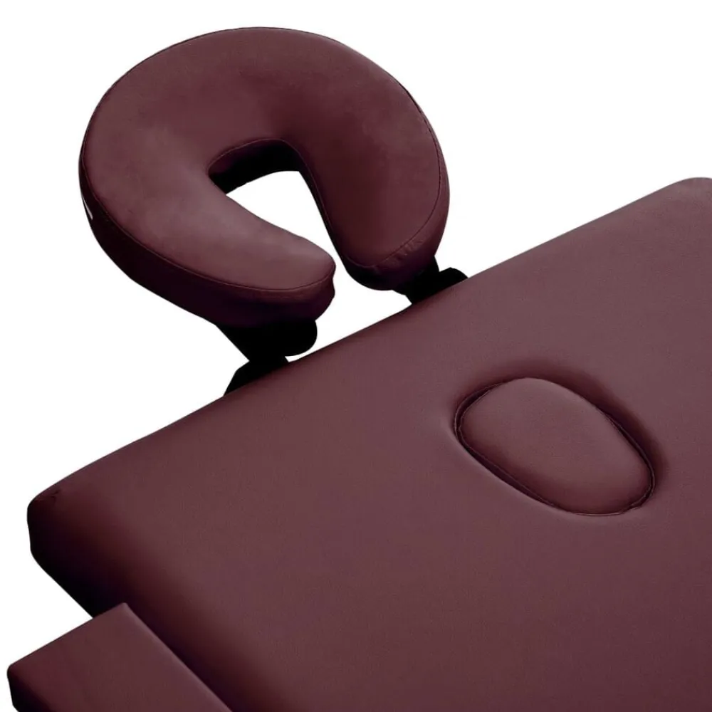 vidaXL Camilla de masaje plegable 2 zonas madera Morado vino Discount