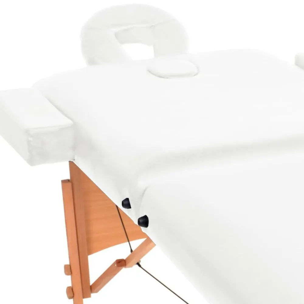 vidaXL Camilla de masaje plegable 2 zonas 10 cm grosor blanca Blanco Discount