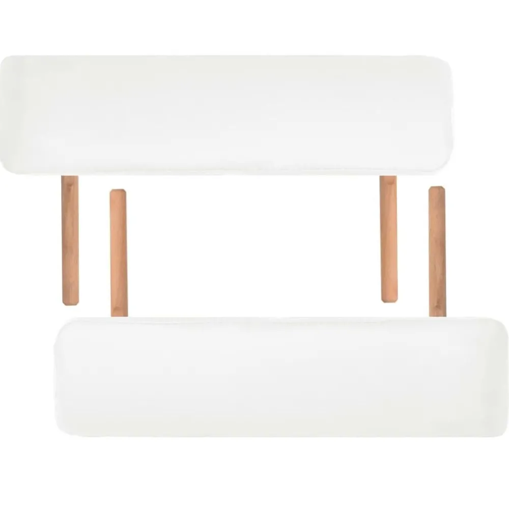 vidaXL Camilla de masaje plegable 2 zonas 10 cm grosor blanca Blanco Discount