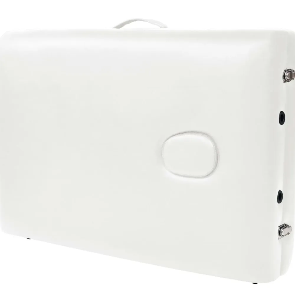 vidaXL Camilla de masaje plegable 2 zonas 10 cm grosor blanca Blanco Discount