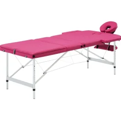 vidaXL Camilla de masaje plegable 3 zonas aluminio Rosa Discount