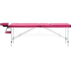 vidaXL Camilla de masaje plegable 3 zonas aluminio Rosa Discount