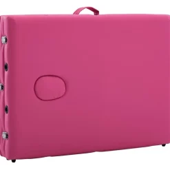 vidaXL Camilla de masaje plegable 3 zonas aluminio Rosa Discount
