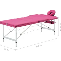 vidaXL Camilla de masaje plegable 3 zonas aluminio Rosa Discount