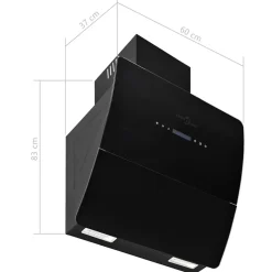 vidaXL Campana extractora de pared acero inox negra 756 m³/h 60 cm Negro