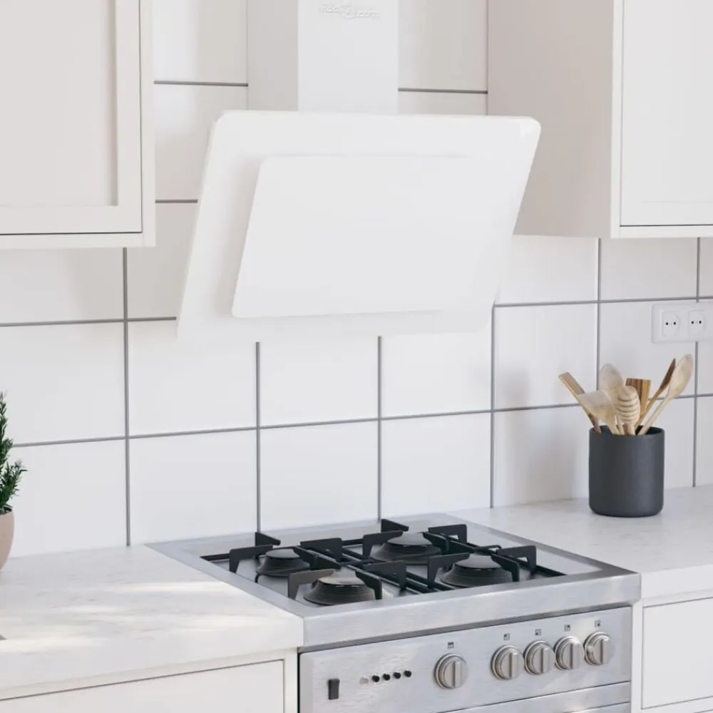 vidaXL Campana extractora acero inoxidable vidrio templado 60cm Blanco