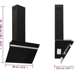 vidaXL Cocina Y Comedor-Campana extractora pared acero y vidrio templado 60 cm