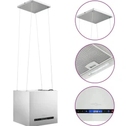 vidaXL Campana extractora colgante táctil LCD acero inoxidable 37 cm Plateado Hot