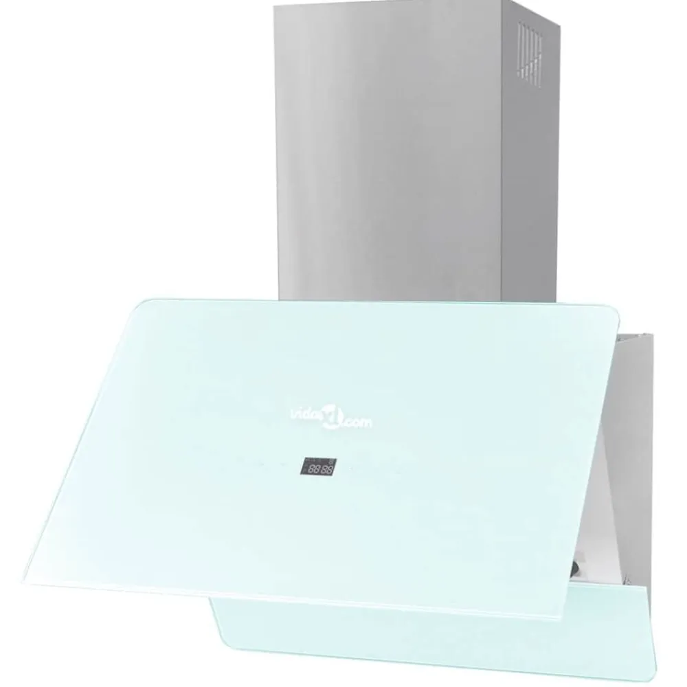 vidaXL Campana extractora cristal templado 600 mm Blanco Discount
