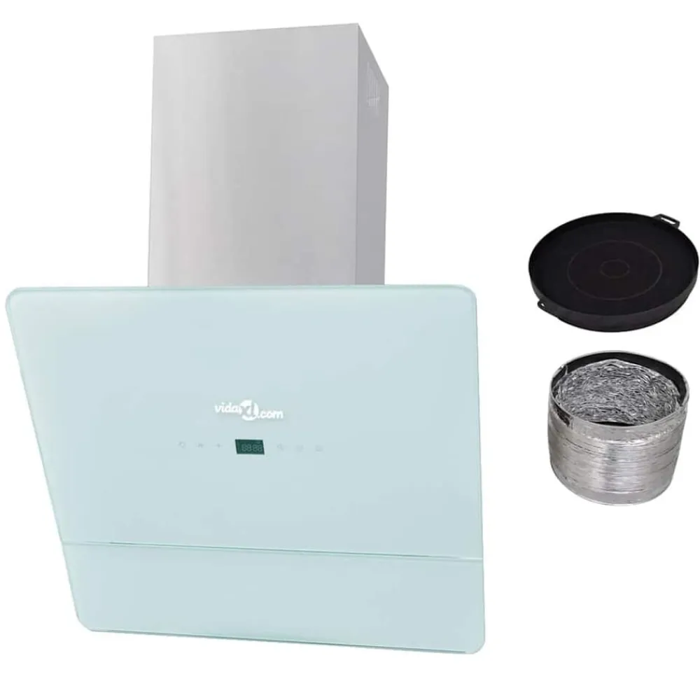 vidaXL Campana extractora cristal templado 600 mm Blanco Discount