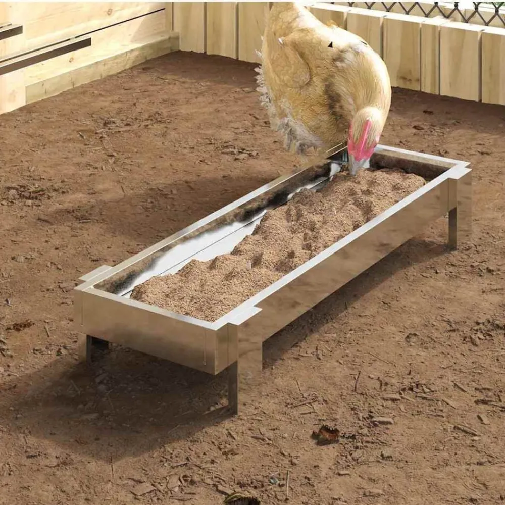 vidaXL Canalón de alimentación para pollos Plateado 80 x 28 x 13.5 cm Acero galvanizado Sale